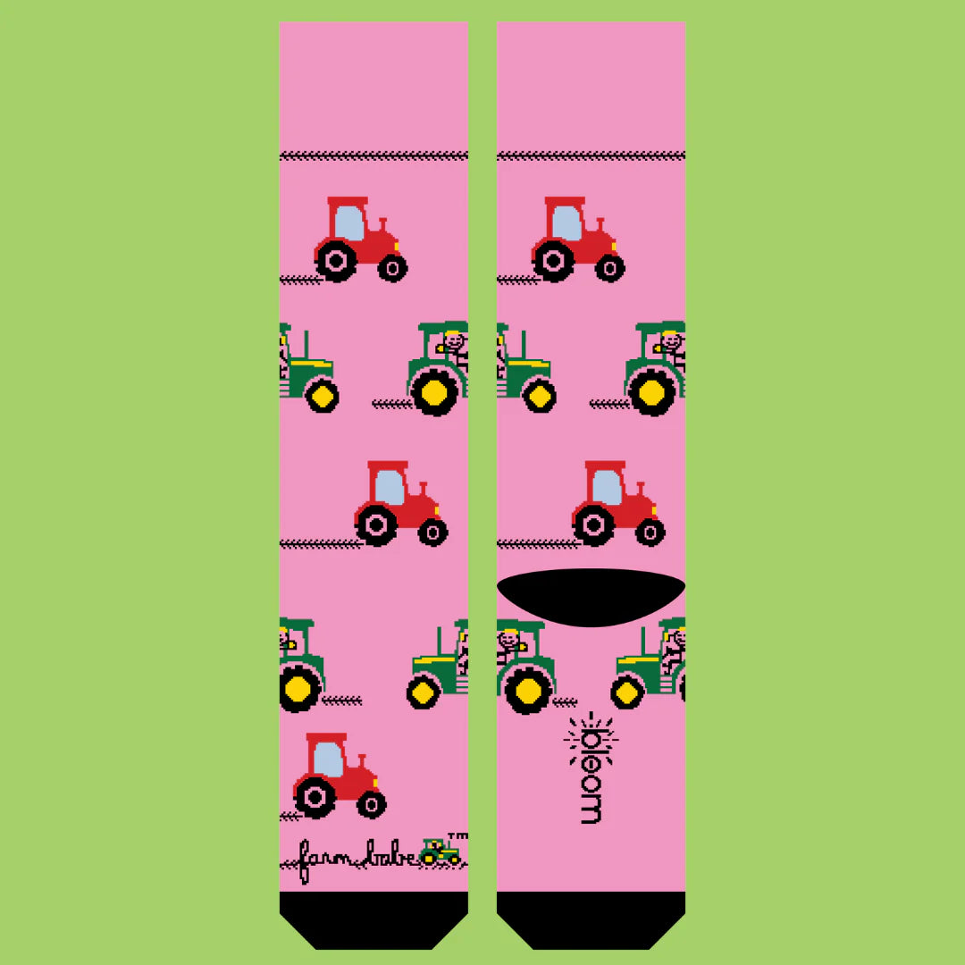 Pink Tractor Socks
